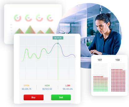 A trading platform on Apple showing a market chart