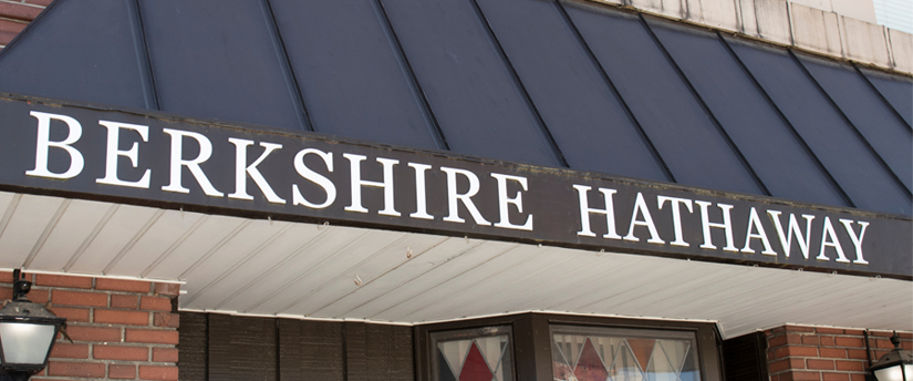 Berkshire Hathaway logo on a building, depicting Berkshire Hathaway company
