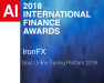 2018 International Finance Awards logo with globe and trophy symbolizing excellence in global finance industry