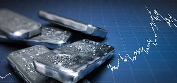 some silver bars and a graph below referring to how to trade silver online