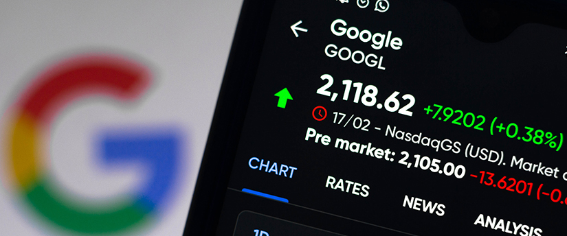 Stay informed on the move: a mobile screen showcasing real-time Google stock market stats. Empower your decisions with live financial insights.