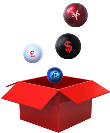 Red Open Box Unveiling a Cascade of Symbolic Currency Balls