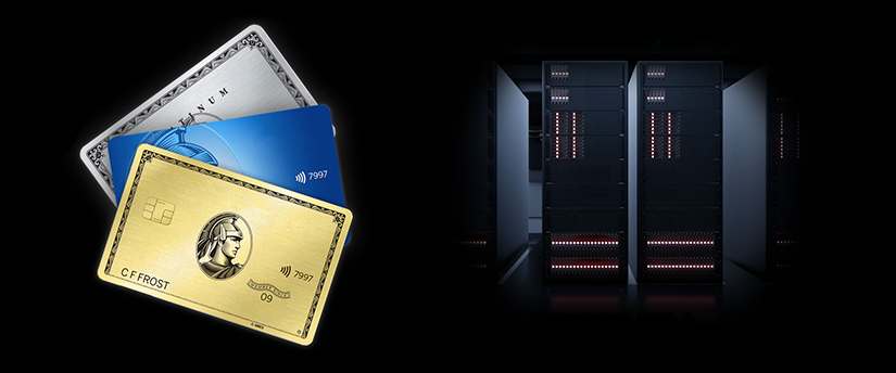 Servers alongside credit cards signify a company reporting earnings, where financial transactions and data management play a crucial role.