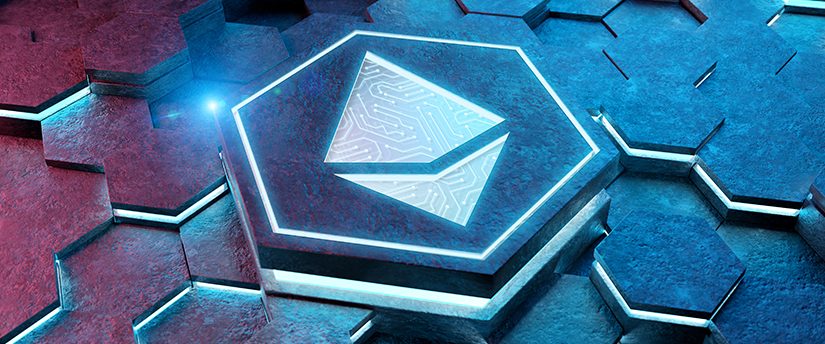 The Ethereum logo, representing a decentralized digital currency and blockchain platform.