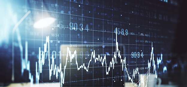 A monitor displaying candlesticks and numerical data, representing Algorithmic Trading.