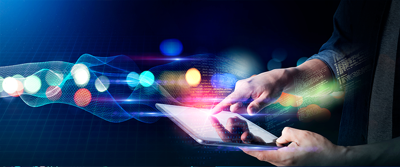image with hand pointing to tablet screen related to forex trading strategies