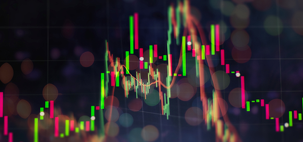 Candlestick charts portraying the role and function of an introducing broker in financial markets.