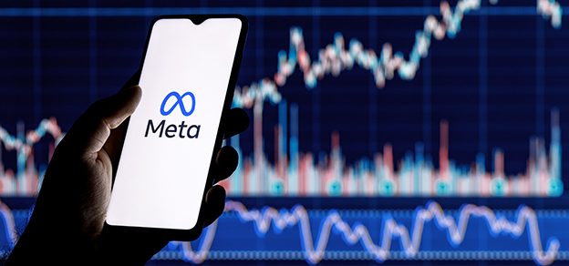 Embrace the future with a person holding a Meta-branded mobile, surrounded by dynamic charts. Merge innovation and connectivity seamlessly.