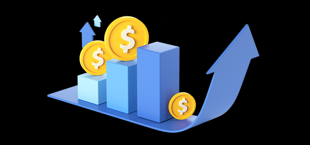 Charts adorned with gold coins and a rising arrow, symbolizing effective Forex techniques for maximizing profits and success.