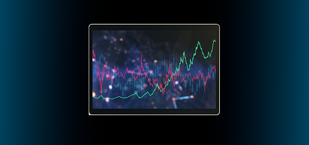 A technical analysis chart of the stock market, showing candlesticks, moving averages, and MACD.
