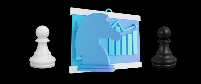 A forex trading strategy chart using chess pieces to represent different market positions, including long, short, and neutral.