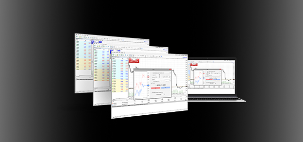 A laptop showing multiple monitors represents the convenience of "MT4 Web Trading," enabling traders to access MetaTrader 4 from their devices.