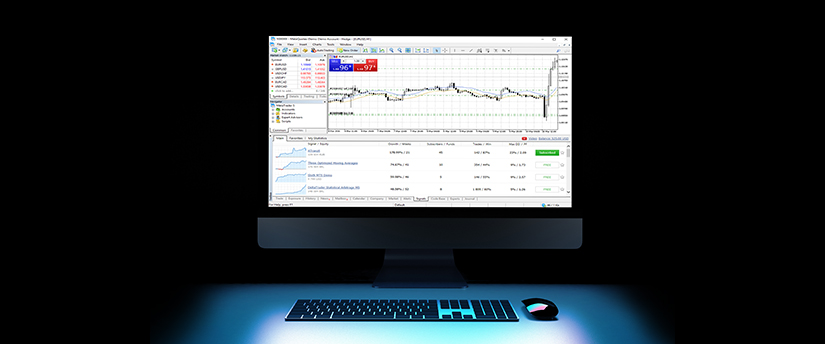 A PC is diligently displaying real-time forex data through the MetaTrader 4 (MT4) platform, empowering traders in the dynamic financial environment.