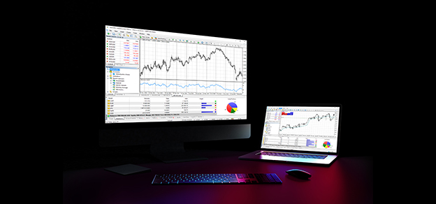 Two computer screens are interconnected, showing traders real-time forex data using the popular MetaTrader 4 (MT4) platform, enhancing decision-making in the financial realm.