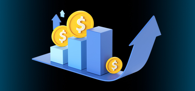 Charts featuring coins and an ascending arrow illustrate the positive trajectory inherent in a well-structured financial plan.