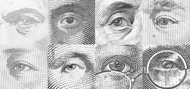 A collage of drawings of different types of eyes, representing the following forex terms