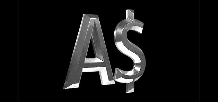 The Australian dollar sign with AUD/USD symbolizes the exchange rate, where the currency's value is determined on the global stage.