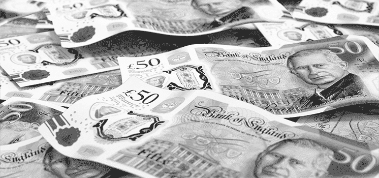 The pound symbol, alongside GBP/USD, encapsulates the exchange rate of the British pound against the US dollar on the global market.
