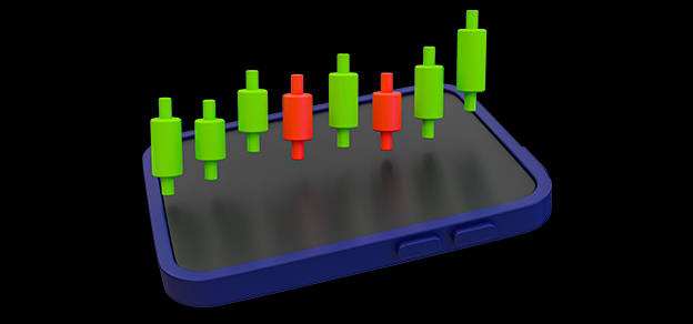 A tablet displaying candlestick charts is the tool of choice for day traders navigating the fast-paced world of financial markets.