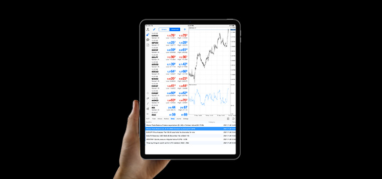 A tablet running MetaTrader 4, the window to the world of financial markets and trading, offering real-time data and analysis.