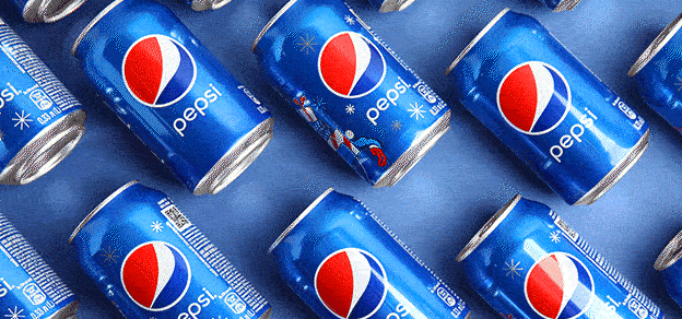 Aluminum bottles of Pepsi, symbolizing a company's financial performance and the beverage industry.