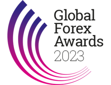 Logo for Global Forex Awards 2023, featuring a globe with currency symbols