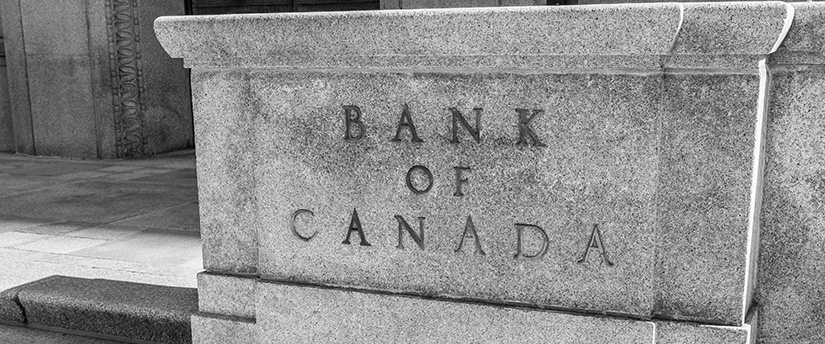 An elegant stone plaque bearing the official inscription "Bank of Canada" in dignified lettering.