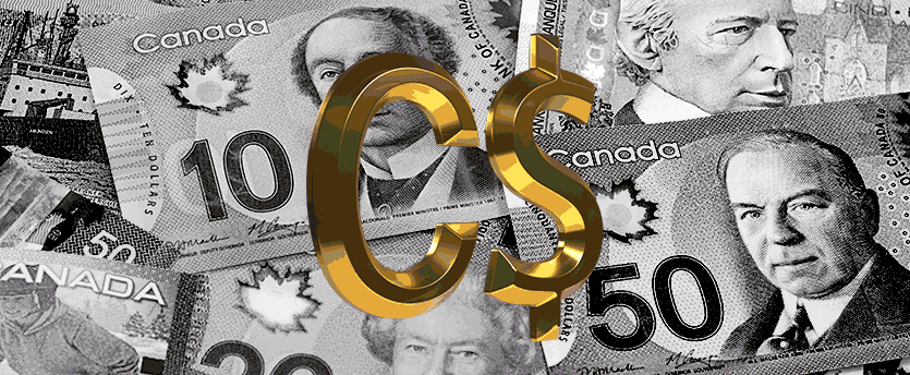 CAD currency symbol with Canadian dollars behind it.