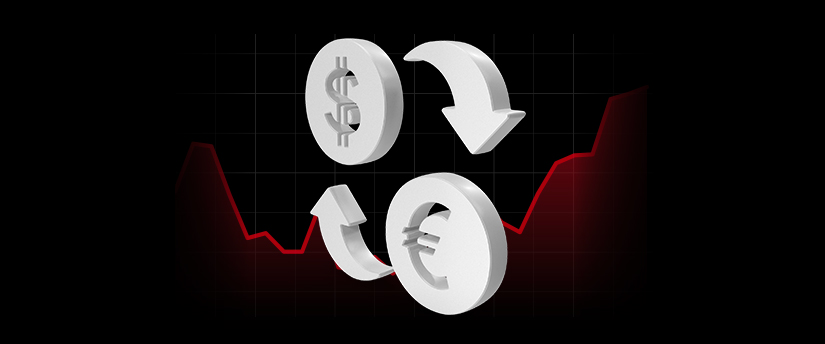 USD and Euro currency symbols with arrows pointing in opposite directions.