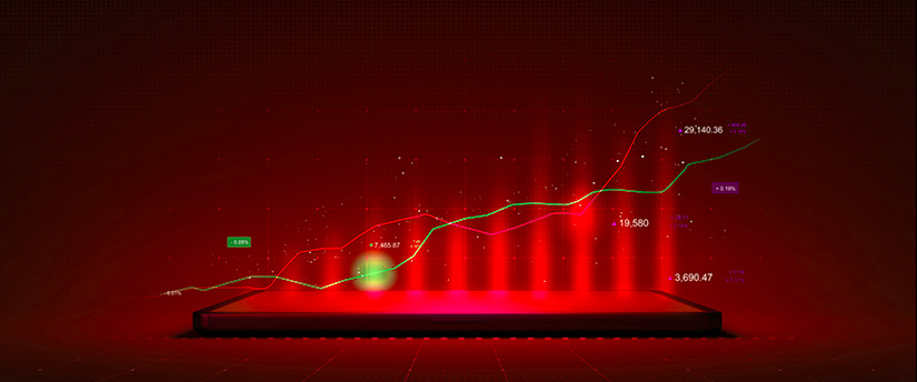 A mobile device presenting a diagram, exemplifying the data visualization capabilities of a trading platform.