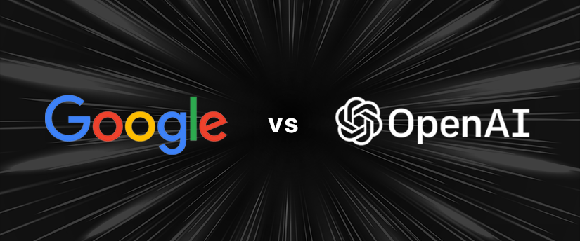 The Google and OpenAI logos, representing two giants in the field of technology and artificial intelligence.