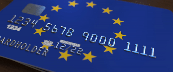 A credit card featuring the European Central Bank (ECB) logo, reflecting European financial transactions