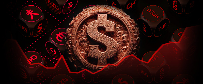 A dollar sign with a backdrop of currency cubes symbolizes the interconnection and importance of different currencies in the forex market.