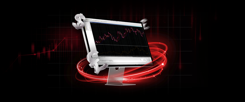 A monitor displaying a diagram featuring the pound and dollar symbols, indicative of currency exchange analysis.