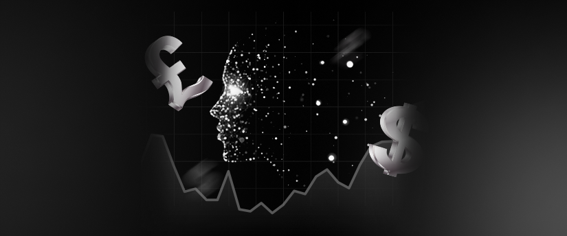 A human form composed of stars with pound and dollar symbols nearby, symbolizing the impact of trading psychology