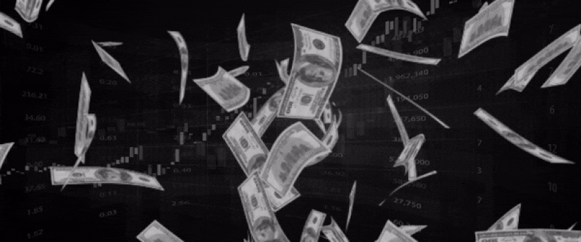 Dollars floating in the air, symbolizing the dynamic and fluid nature of forex trading.