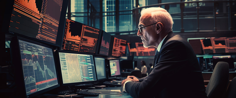 A trader carefully monitoring a screen with MetaTrader 4, ensuring precise execution of trading strategies.