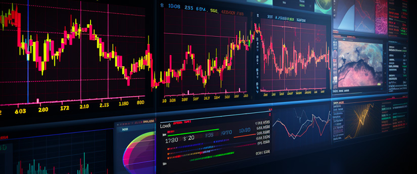 Monitors displaying forex data, showcasing the tools and analysis utilized by forex brokers.