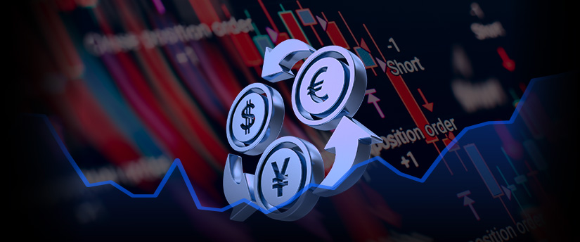 Currencies with candlesticks in the background, depicting the world of forex trading and financial analysis.