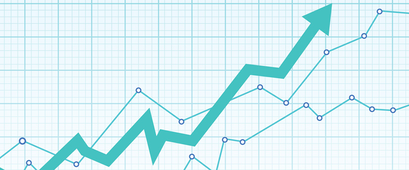 Diagrams with upward-pointing arrows, representing positive trends in MetaTrader 4.