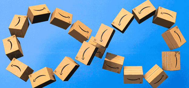 Illustrating endless possibilities: Amazon boxes forming the infinity symbol.
