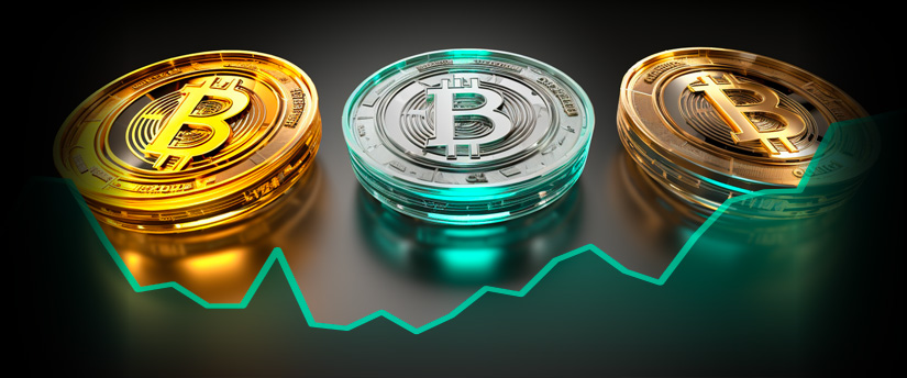 Bitcoin and Ethereum coins, emblematic of the cryptocurrency CFDs available for trading.