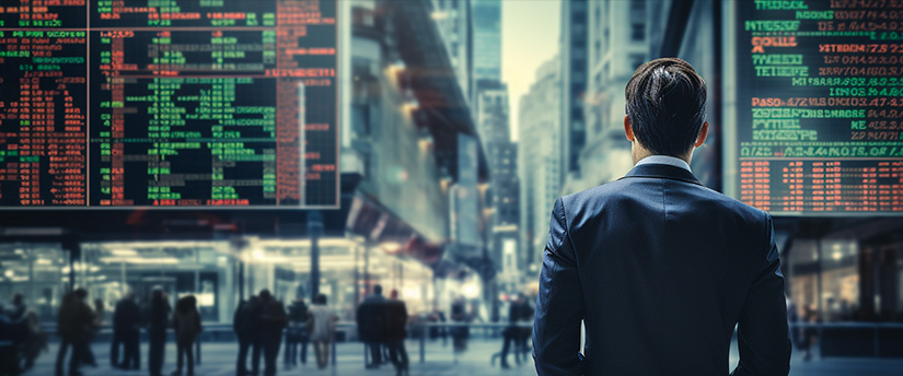 A well-dressed trader attentively observing forex data, exemplifying the discipline of CFD trading.