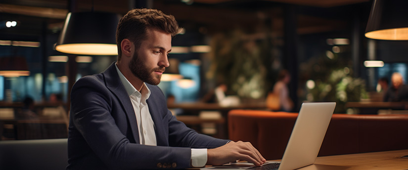A trader in front of his laptop, actively involved in trading CFDs.