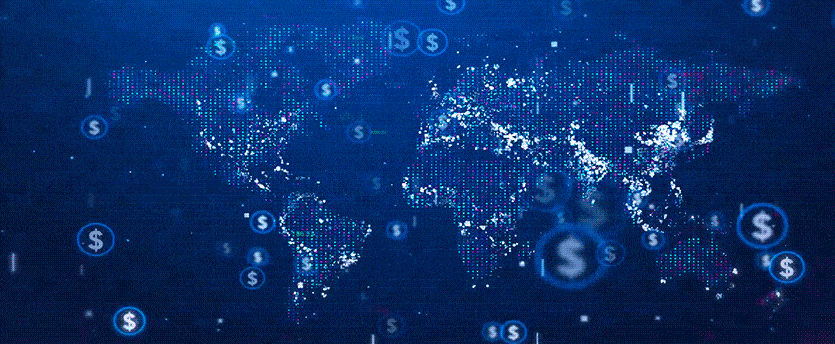 some floating currencies with a map in a blue background depicting how to choose a CFD broker