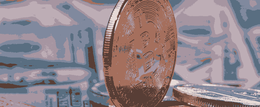 A Bitcoin symbol upright within a dollar sign, signifying BTC as a CFD investment with the potential for profit.