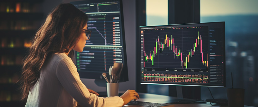 A confident women is successful CFD trader and check the mt4 platform and start to trade live