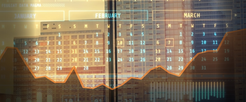 A calendar for the months of January, February, and March with the dates of economic calendar events highlighted.