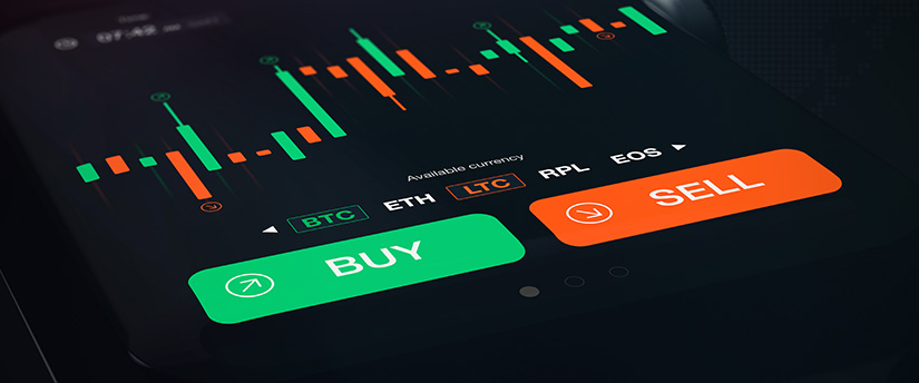 Crypto trading app on phone: Buy and sell BTC, ETH, LTC, EOS, RPL
