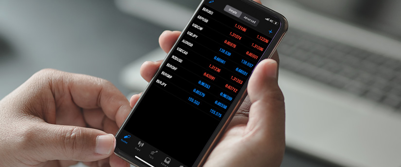 Visual instructions for navigating forex market app on iPhone using MT4 platform